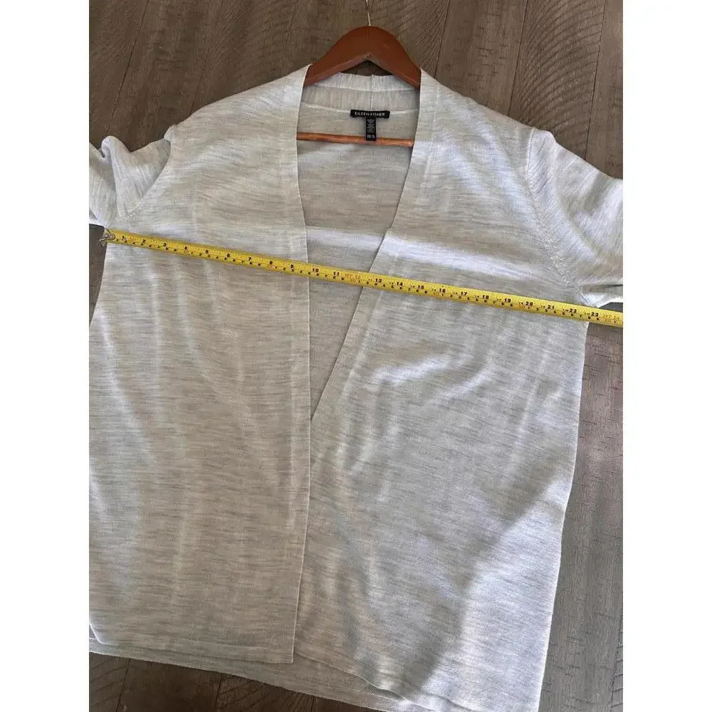 Eileen Fisher 100% Fine Merino Wool Open Front Cardigan Sweater Grey Women’s XL - Picture 9 of 13